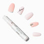 Bling Love Script Coffin Faux Nail Set - Nude, 24 Pack,