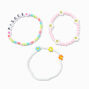 Zodiac Daisy Happy Face Beaded Stretch Bracelets - 3 Pack, Pisces,