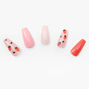Glitter Strawberry Squareletto Vegan Faux Nail Set - 24 Pack,