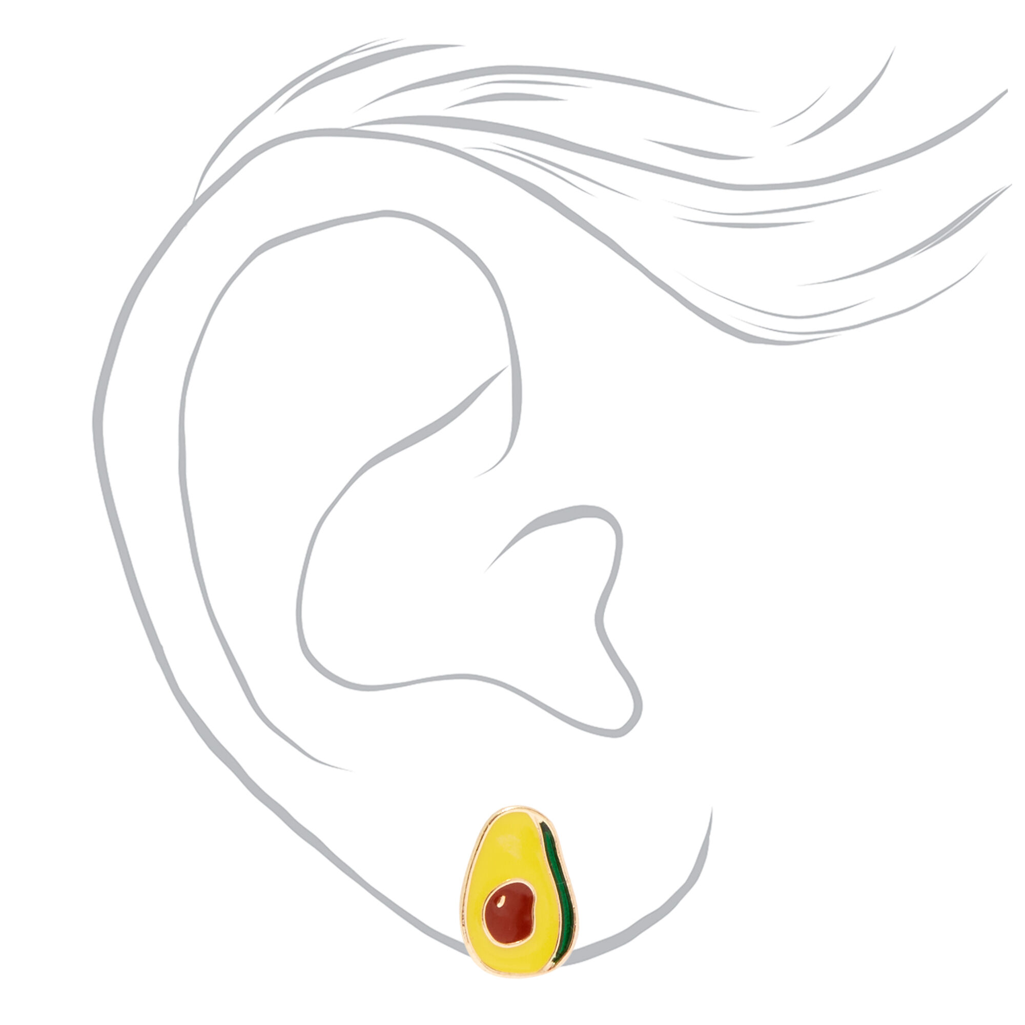 Gold Avocado Slice Stud Earrings
