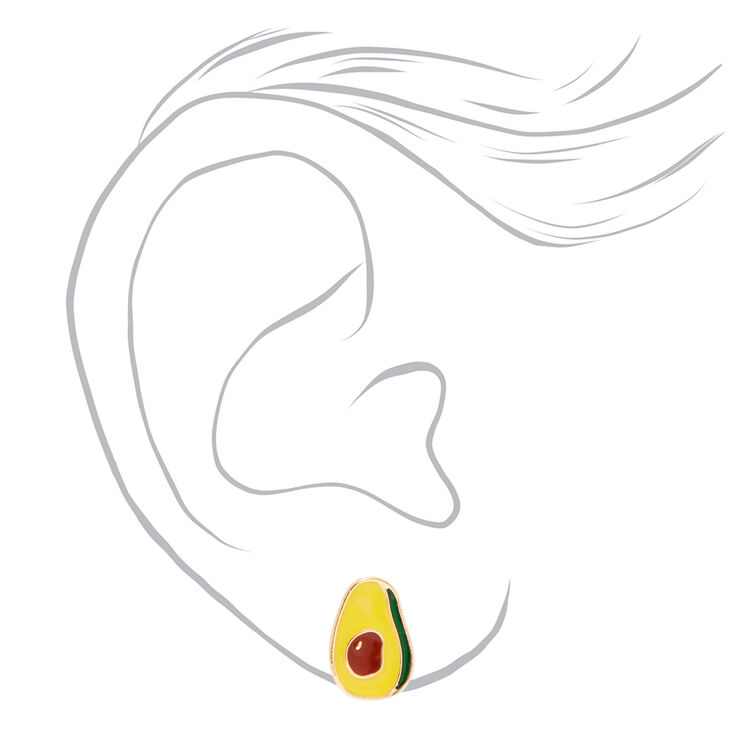 Gold-tone Avocado Slice Stud Earrings,