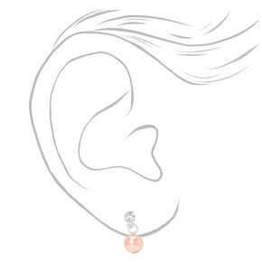 Silver-tone 0.5&quot; Faux Crustal Pearl Drop Earrings - 3 Pack,