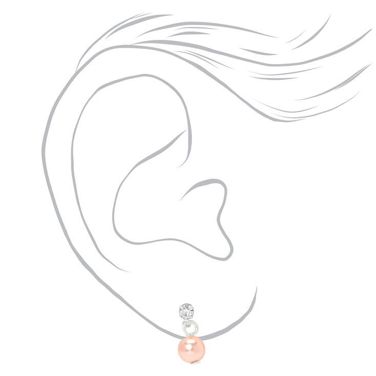 Silver-tone 0.5&quot; Faux Crustal Pearl Drop Earrings - 3 Pack,