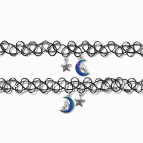 Best Friends Mood Moon Tattoo Choker Necklaces - 2 Pack,