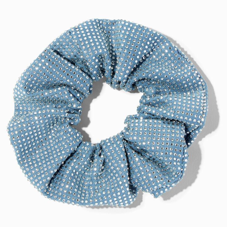 Blue Embellished Silver Sparkle Hair Scrunchie,