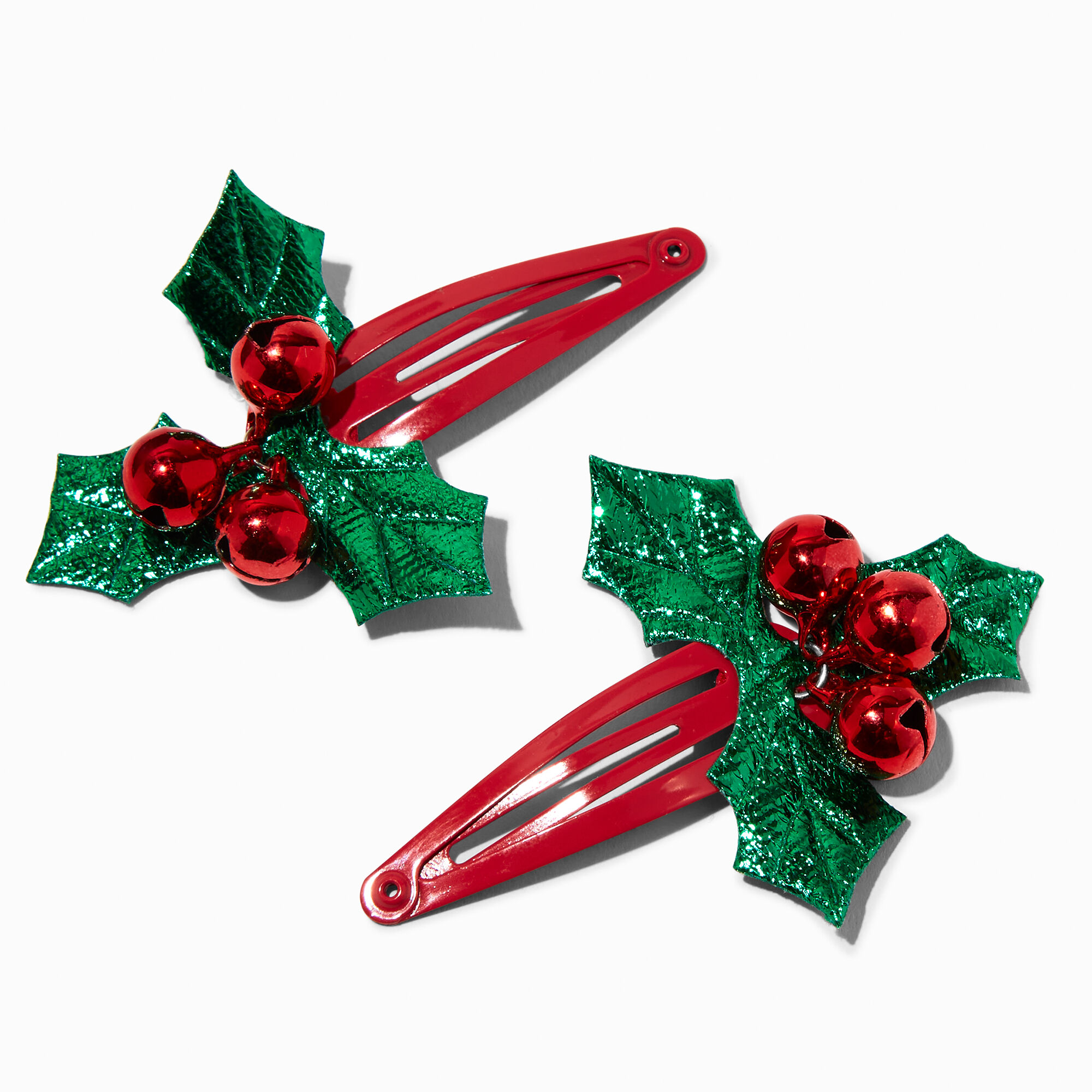 View Claires Jingle Bells Holly Snap Hair Clips information