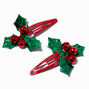 Jingle Bells &amp; Holly Snap Hair Clips - 2 Pack,