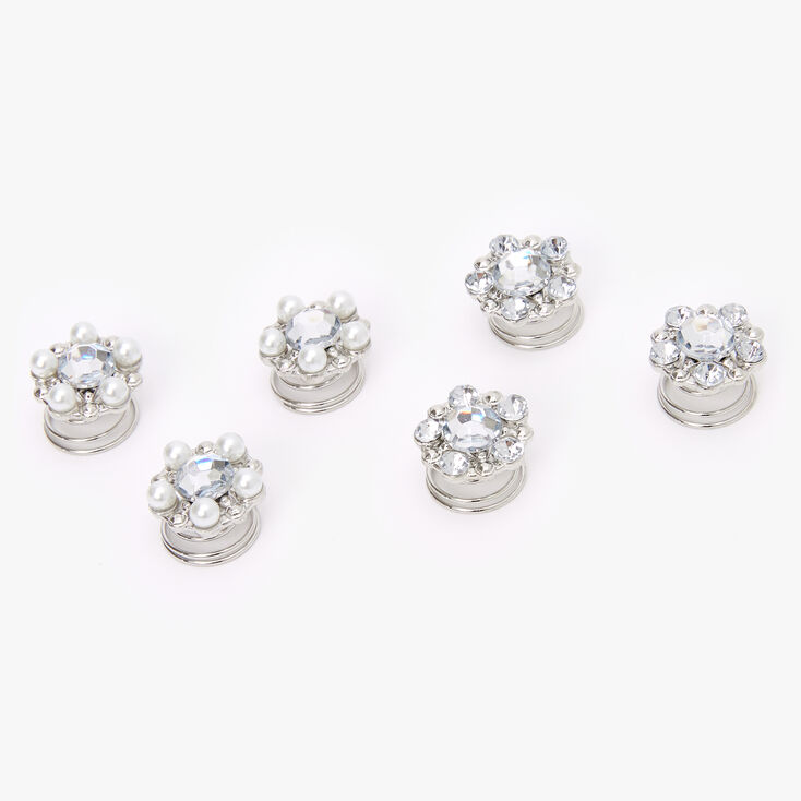 Claire's Club Silver Rhinestone Spiral Hair Pins - 6 Pack | Claire's