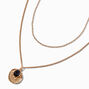 Collier multi-rangs pendentif pi&egrave;ce couleur dor&eacute;e,