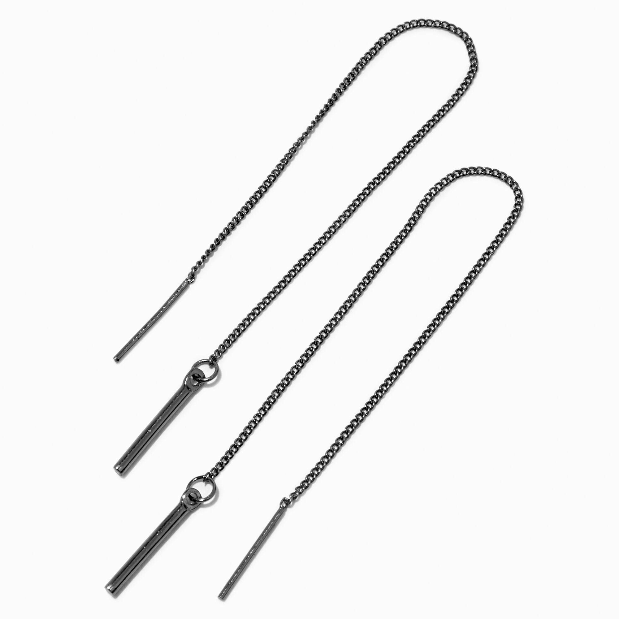View Claires Hematite 4 Linear Bar Threader Drop Earrings information