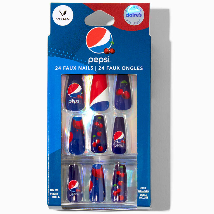 Pepsi&reg; Cherry Claire&#39;s Exclusive Squareletto Vegan Faux Nail Set - 24 Pack,