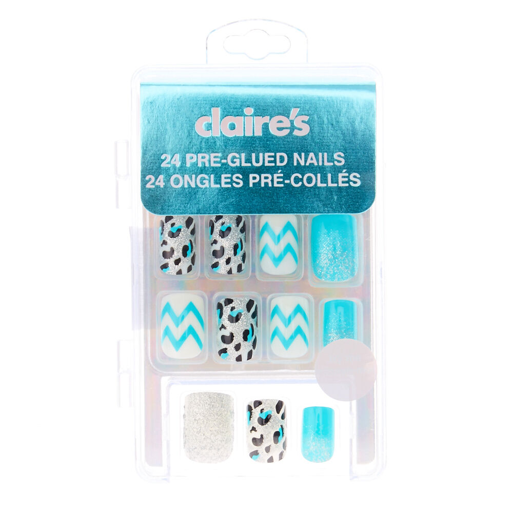 24 Pack Blue & Silver Mix & Match False Nails,