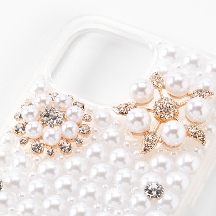 Crystal &amp; Pearl Flowers Bling Phone Case - Fits iPhone&reg; 12 Pro Max,