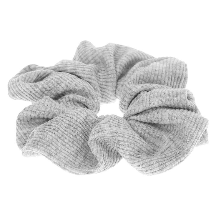 Medium Ribbed Hair Scrunchie - Light Grey,