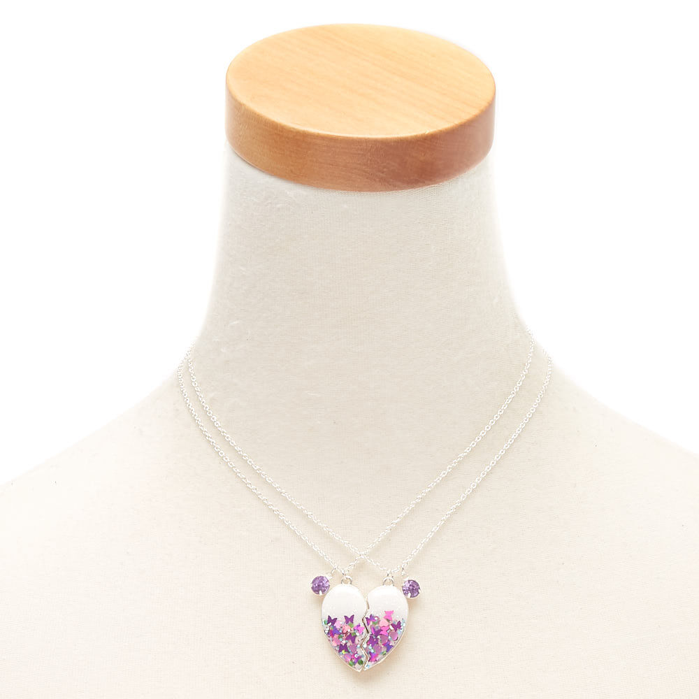 Best Friends Butterfly Confetti Pendant Necklaces - Purple, 2 Pack,