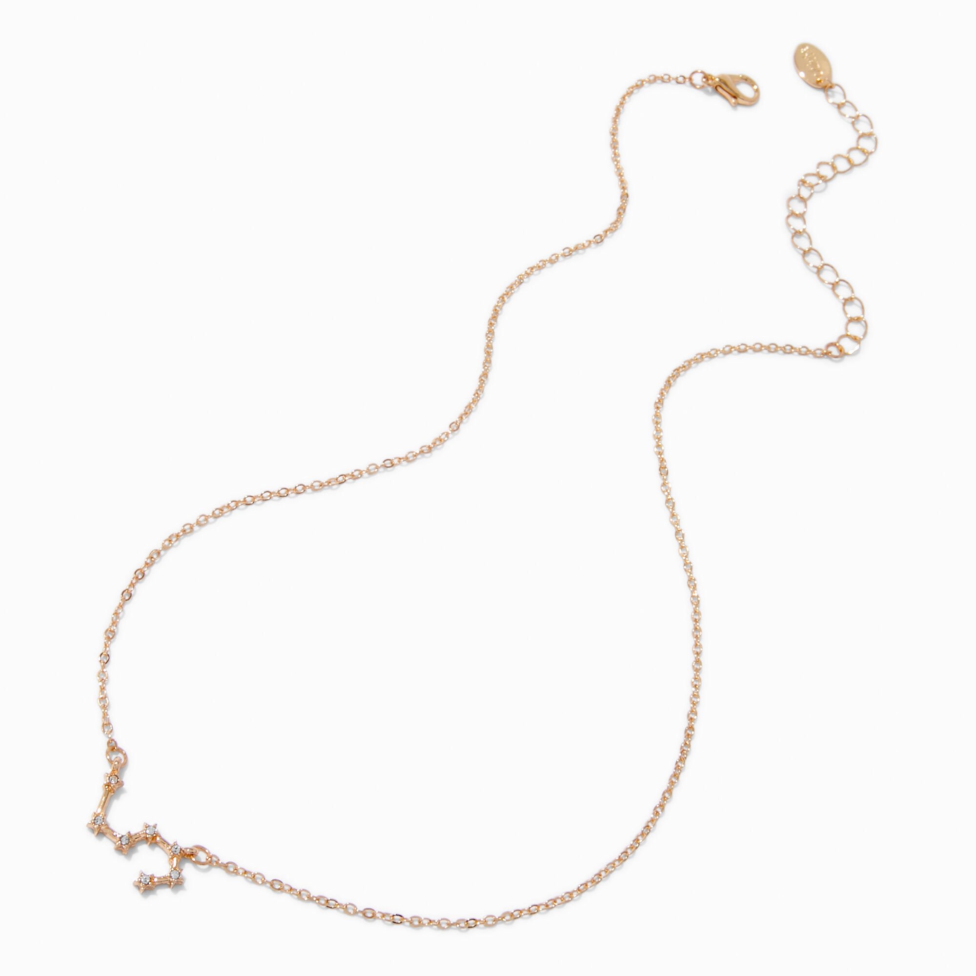 Gold-tone Zodiac Constellation Pendant Necklace - Leo,