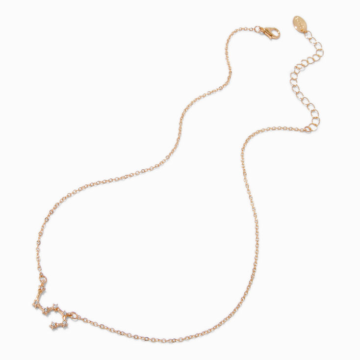 Gold-tone Zodiac Constellation Pendant Necklace - Leo,