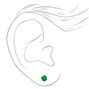 Green Cubic Zirconia 5mm Round Stud Earrings,
