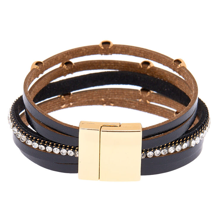 Gold Layered Wrap Bracelet - Black,