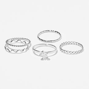 Silver Zig Zag Star Cubic Zirconia Rings &#40;5 Pack&#41;,