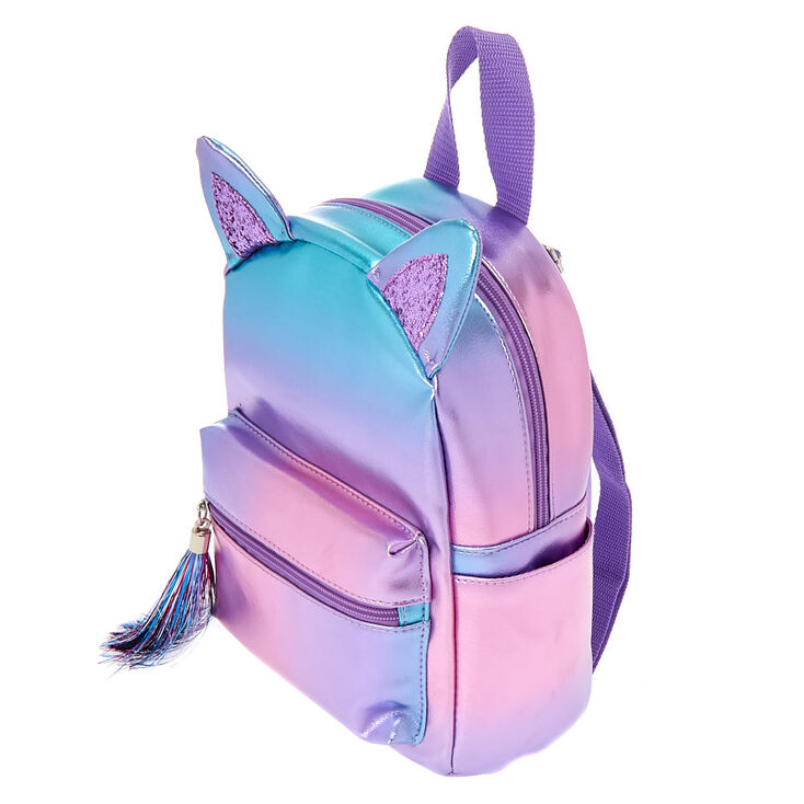 Mini Holographic Ombre Cat Ears Backpack,