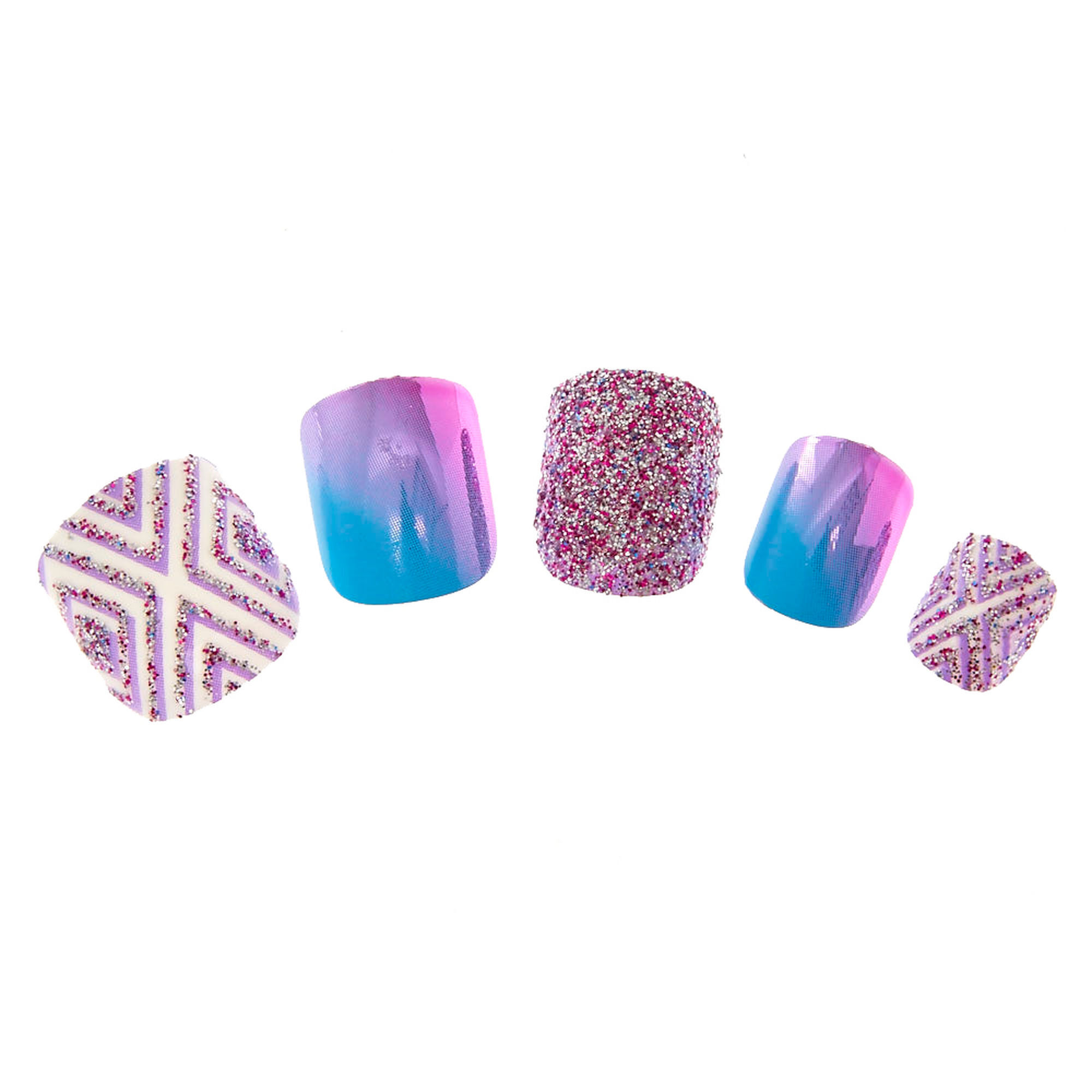 Kids Purple Glitter Ombre Chrome Press On False Nails Claire S Us