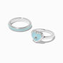 Light Blue Enamel Heart Rings Stack - 2 Pack,