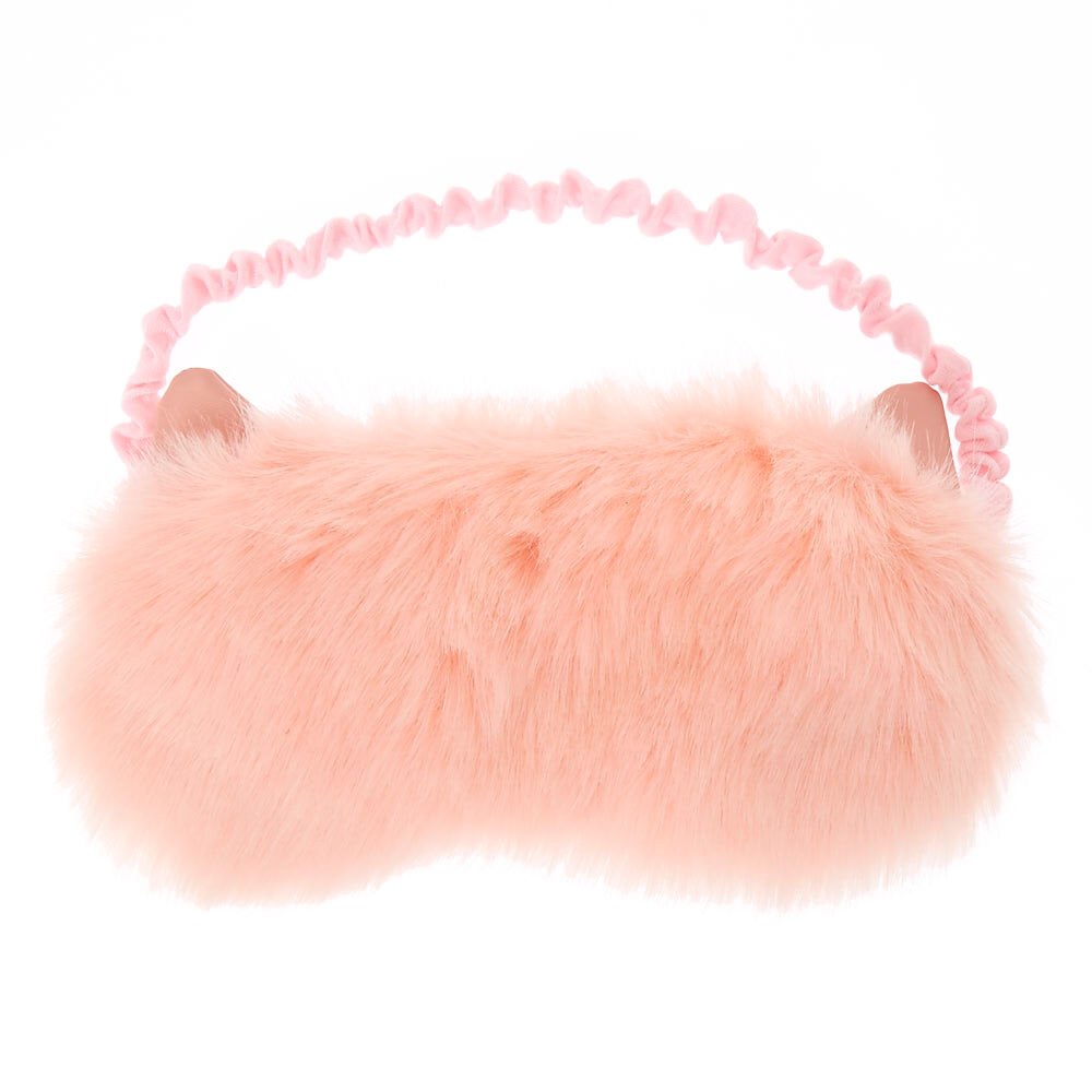 Pink Fur Cat Ears Sleeping Mask,