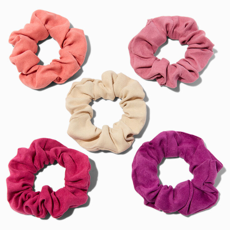 Purple Mixed Faux Suede Hair Scrunchies - 5 Pack,