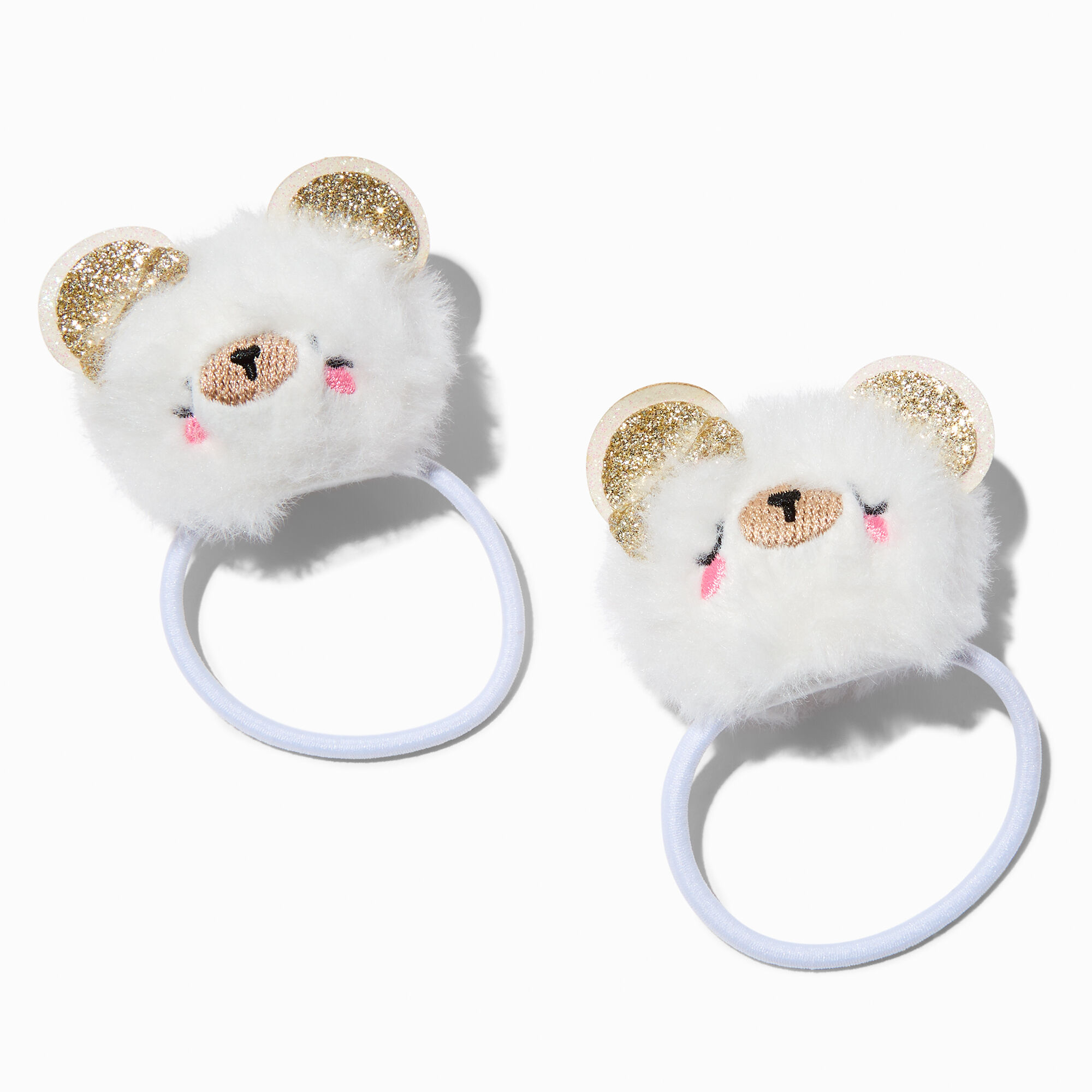 Élastiques à pompons ours à paillettes couleur dorée Claire's Club - Lot de 2,
