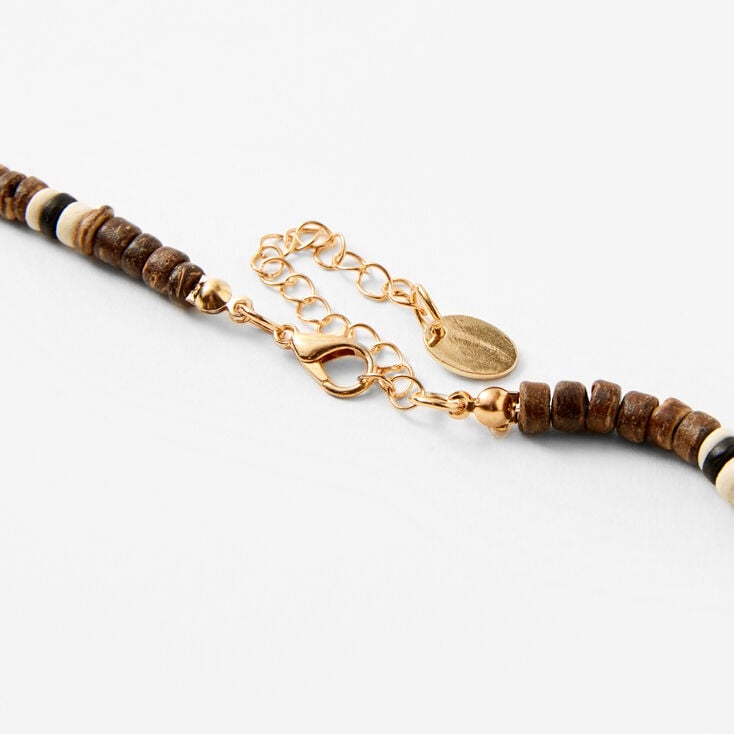 Brown &amp; Black Beaded Wood Necklace,