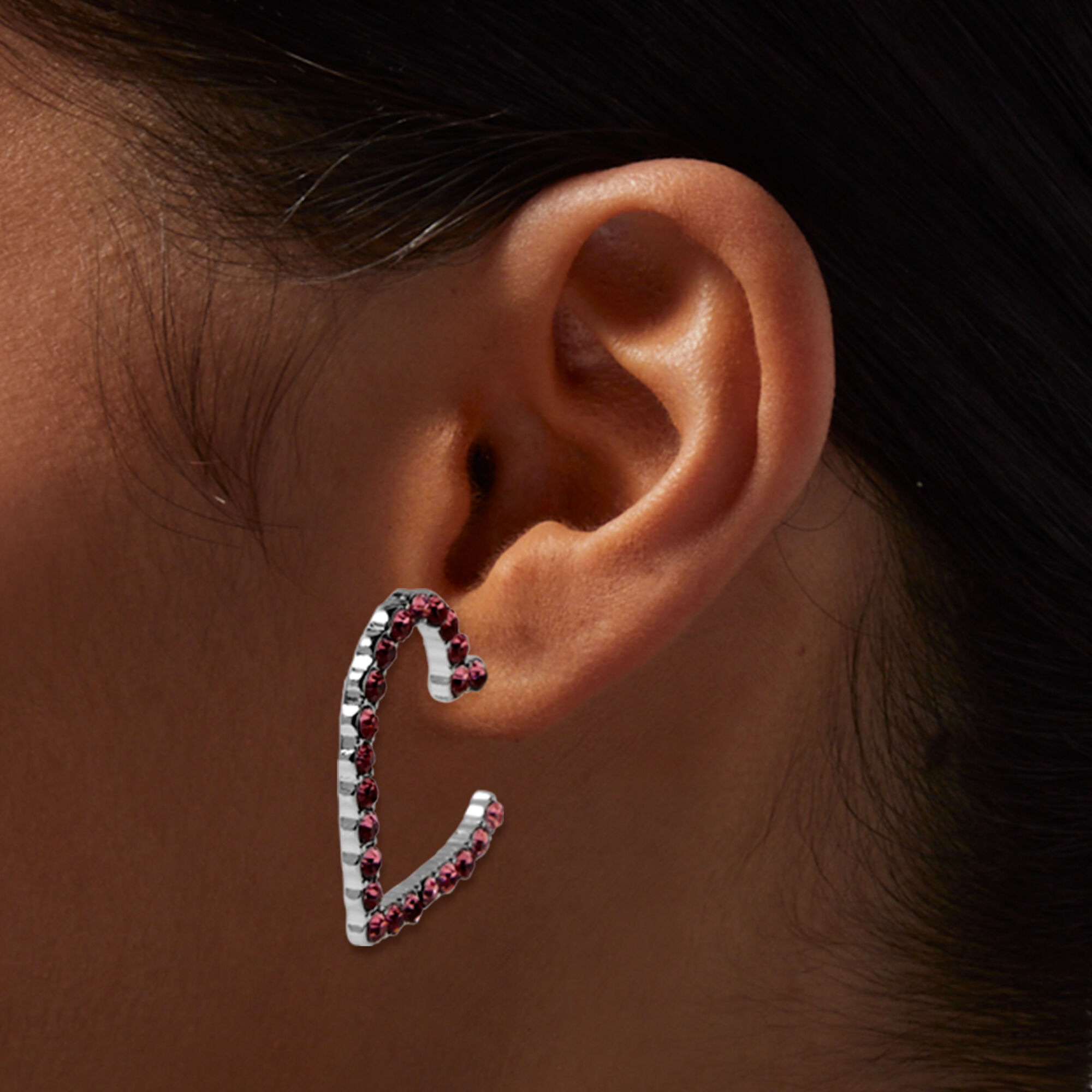 Mean Girls x Claire s Pink Heart Diamante Hoop Earrings
