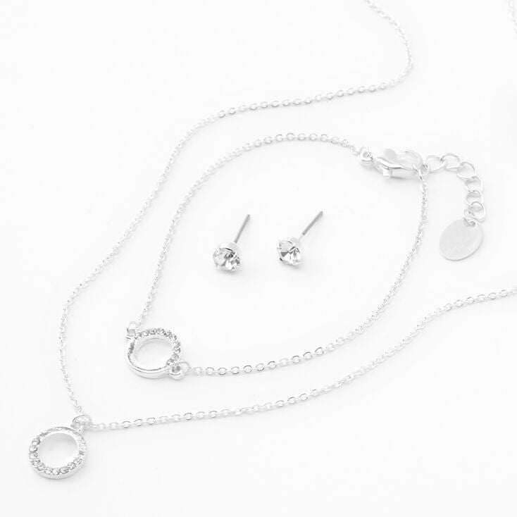 Claire's Parure de bijoux décorée motif circulaire couleur argentée - Lot de 3