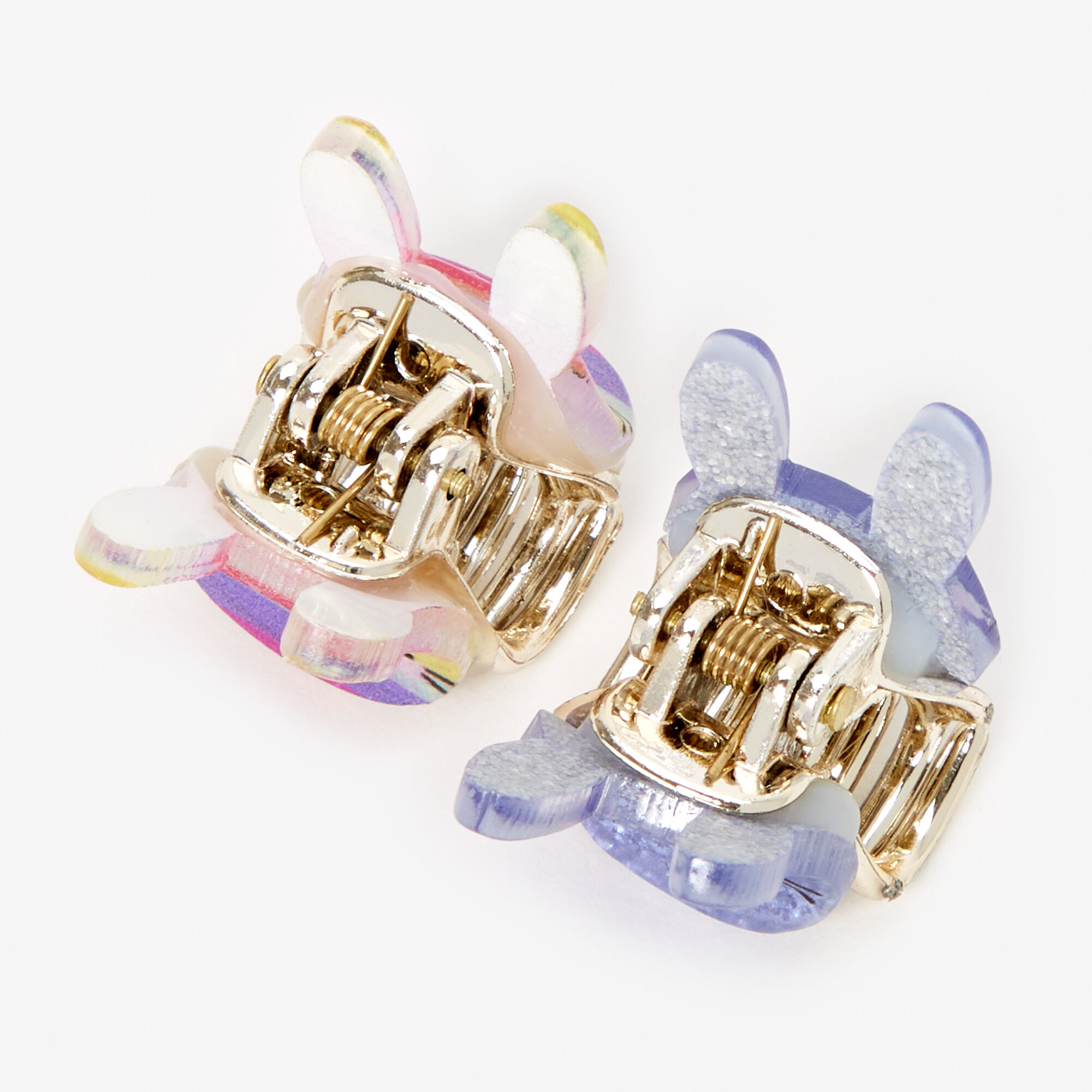 Claire's Club Rainbow Glitter Bunny Mini Hair Claws - 4 Pack,