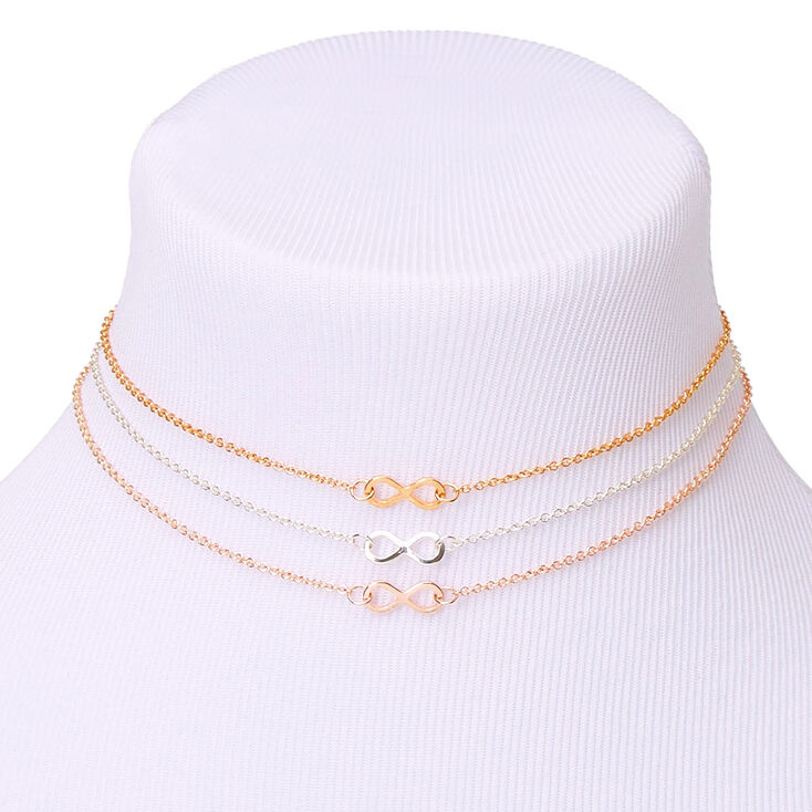 Mixed Metal Infinity Choker Necklaces - 3 Pack,