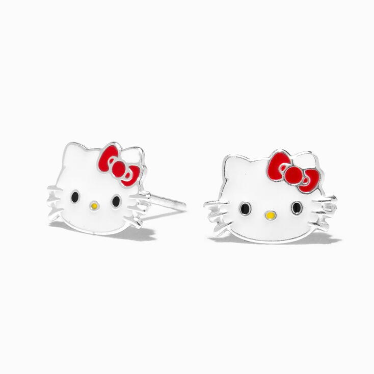 Sterling Silver Hello Kitty&reg; Enamel Stud Earrings,