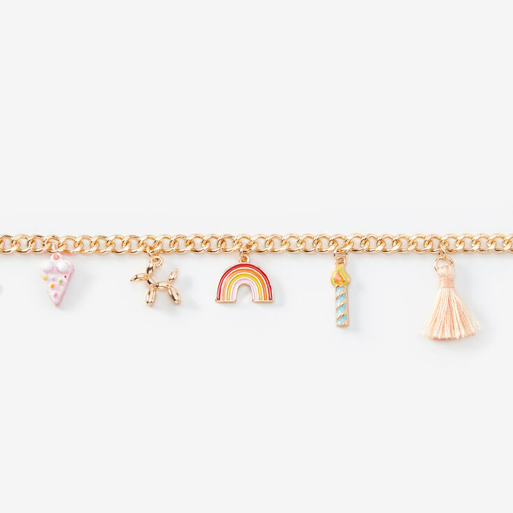 Gold Birthday Chain Link Charm Bracelet,