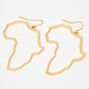 Gold Africa Outline 3&quot; Drop Earrings,