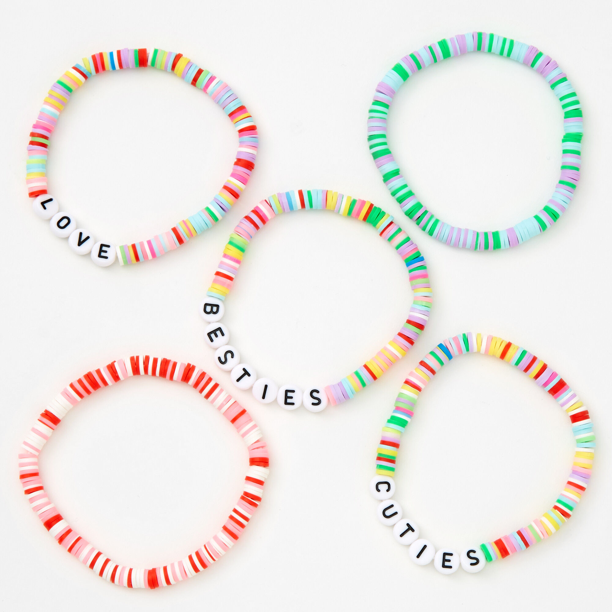 Rainbow Disc Stretch Friendship Bracelets - 5 Pack,