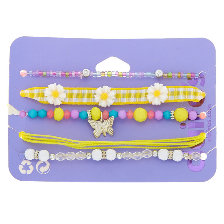 Claire's Lot de 5 bracelets rêves de printemps jaunes