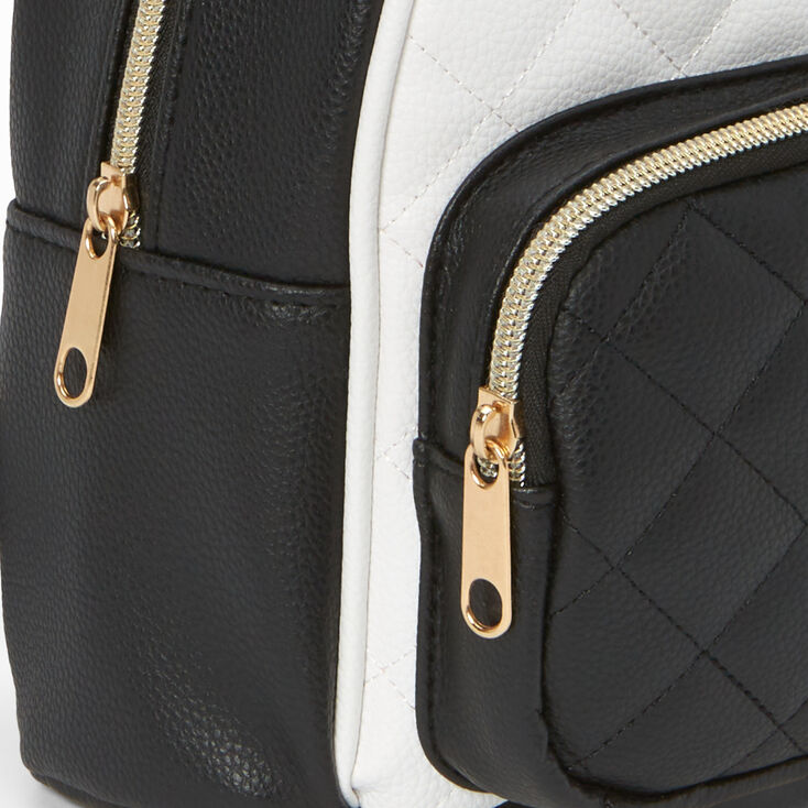 Black &amp; White Quilted Backpack,