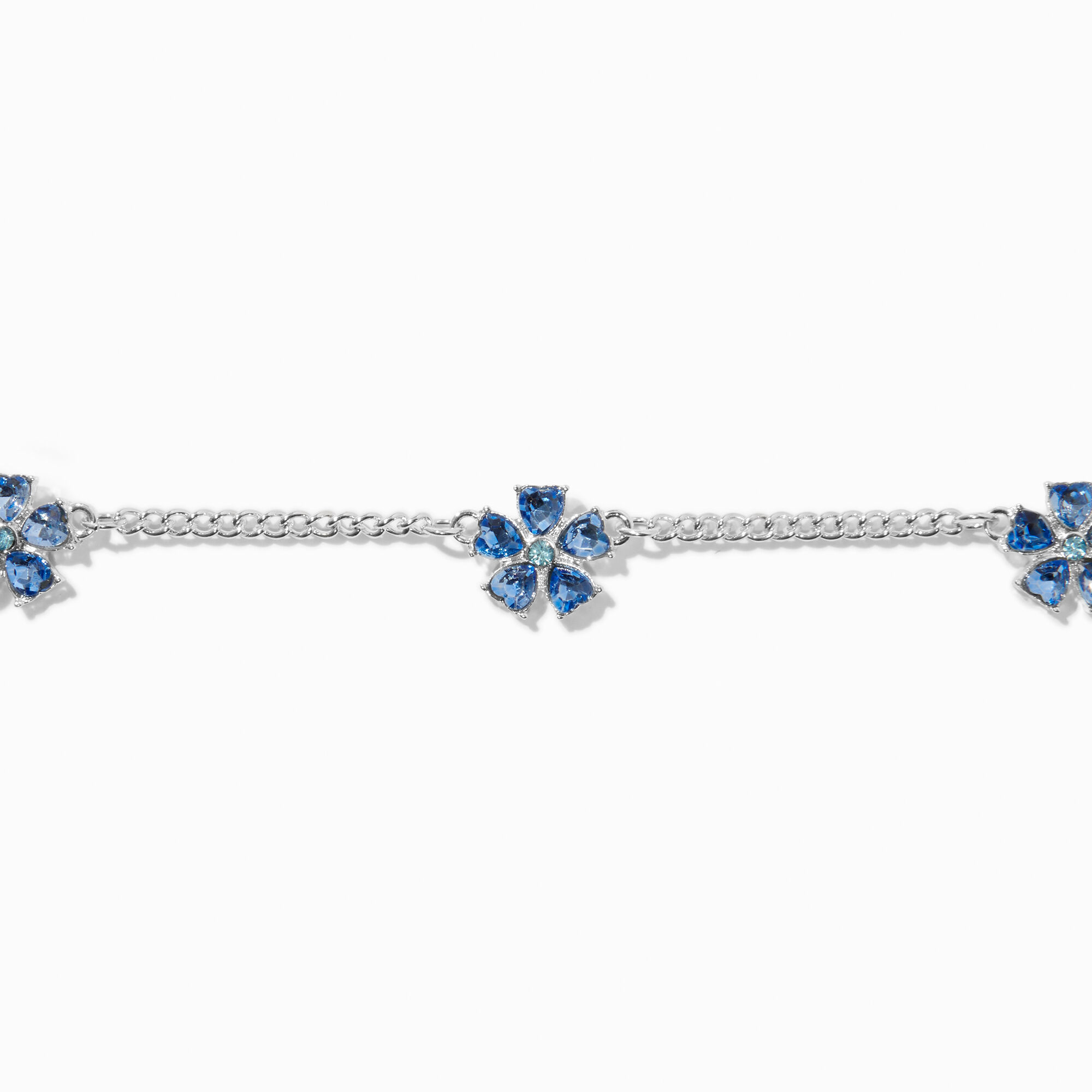 View Claires Sapphire Gemstone Flower Choker Necklace Blue information