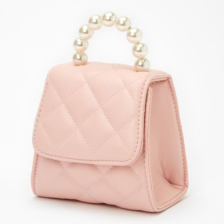 Quilted Crossbody Pearl Handle Bag - Pink,