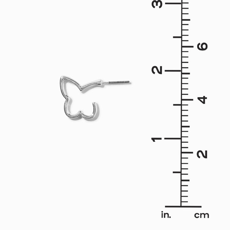 Silver-tone Butterfly 10mm Hoop Earrings ,