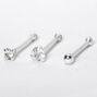 Sterling Silver 22G Nose Studs - 3 Pack,