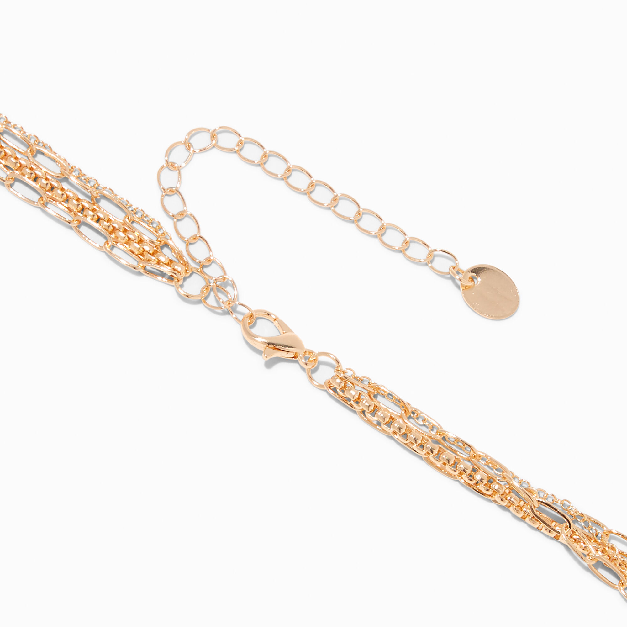 Gold Cowrie Seashell Pendant Multi-Strand Necklace,
