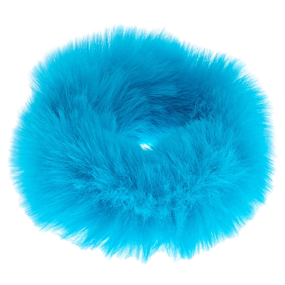 Medium Faux Fur Hair Scrunchie - Neon Blue,