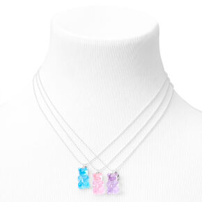 Claire's Silver Best Friends Gem Pendant Necklaces - 3 Pack