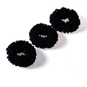 Small Fuzzy Hair Scrunchies - Black, 3 Pack,