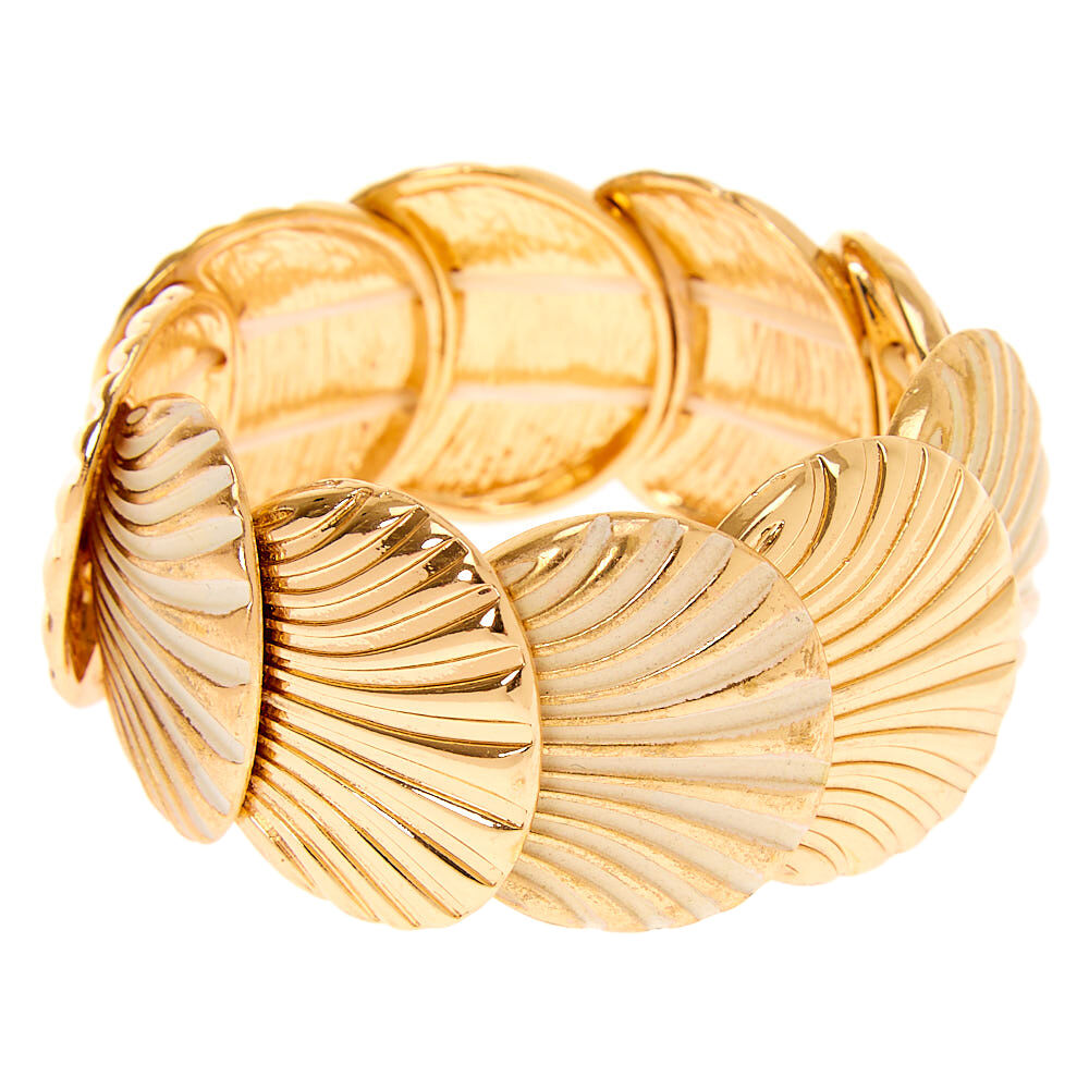 Gold Patina Shell Stretch Bracelet,
